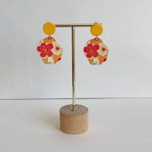 Vintage Retro Painted Flower Acrylic Drop Earrings